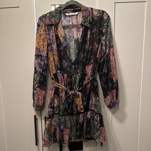 Zara Pink and Orange Plunge Neck Sundress